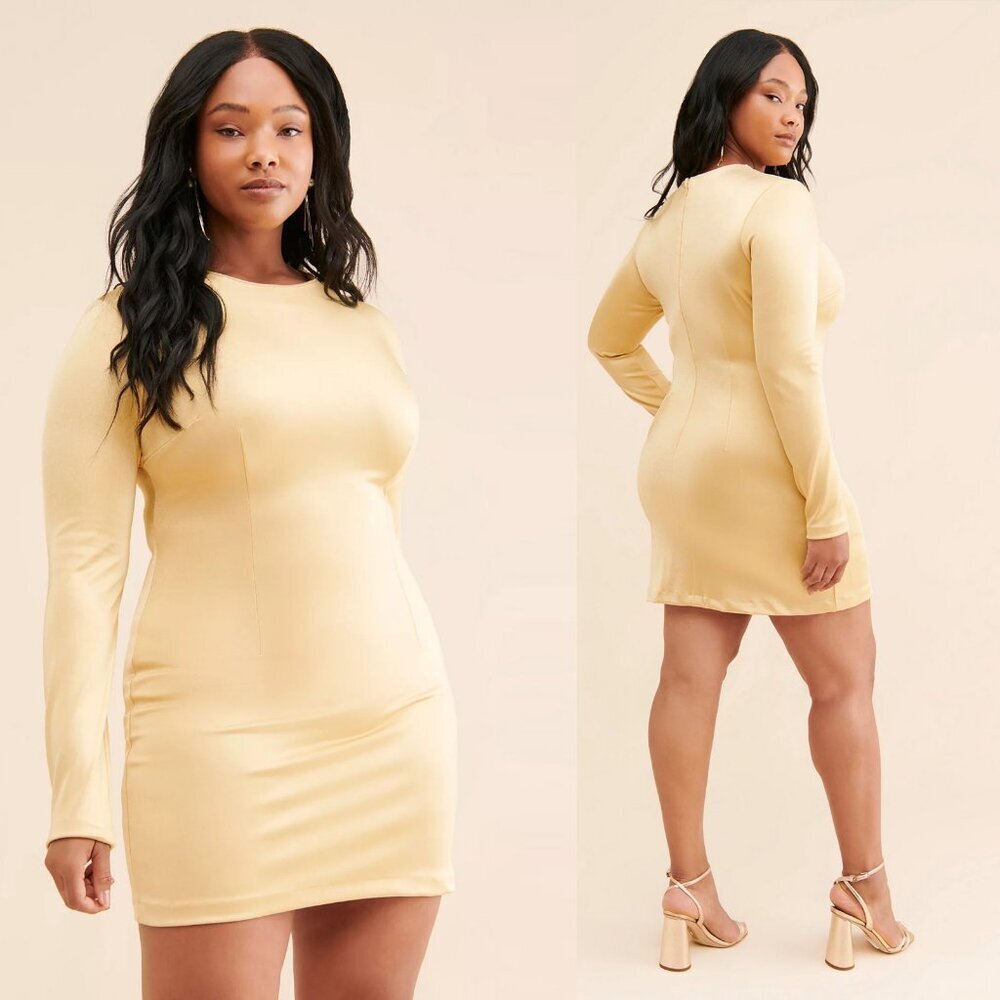 NWT New $171 Gin & Jules by Madeleine Fig Gold Cher Mini Dress Size 18